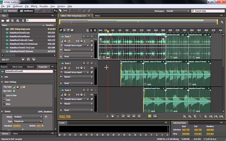 Интерфейс программы Adobe Audiotion